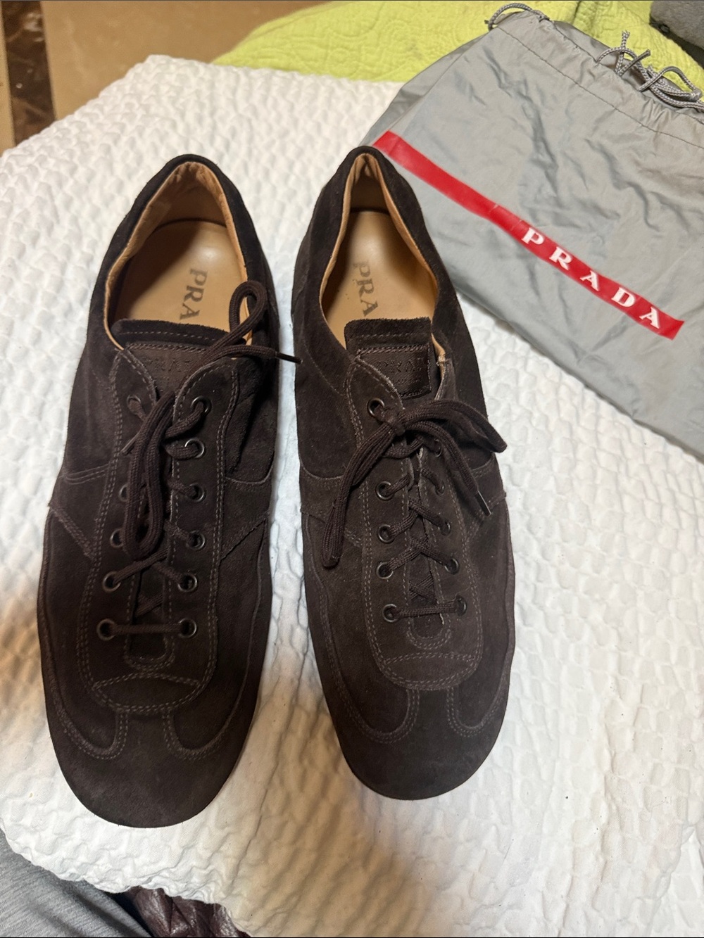 Prada Men’s Brown Suede Lace-Up  Montecarlo (Original) Sneakers